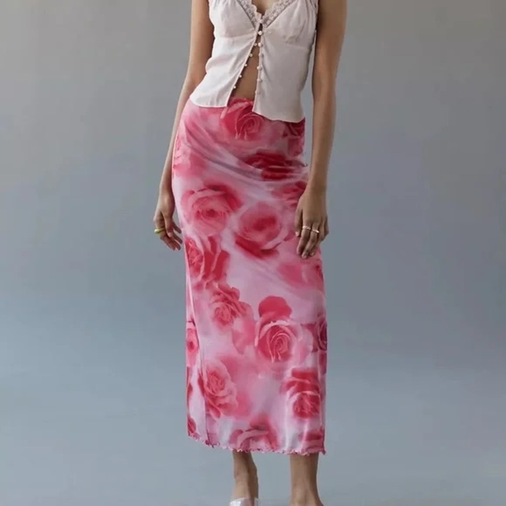 Urban Outfitter Floral Pink Maxi Skirt